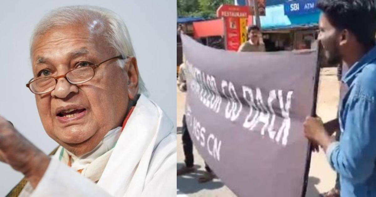 Kerala Governor Arif Mohammed Khan stages protest in Kollam after SFI workers wave black flags at him